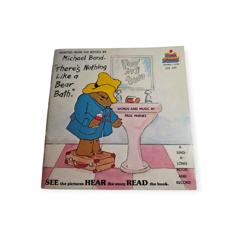 Vintage 1982 Paddington Bear "There's Nothing Like a Bear Bath" Book & Record